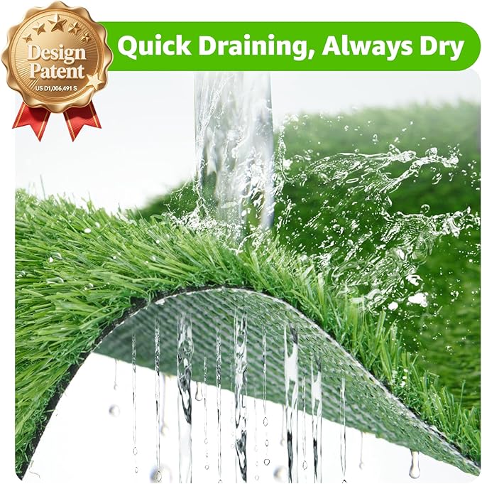 LOOBANI 45x29in Large Dog Litter Box: Dog Grass Pad with Tray with 2×Artificial Grass Pads + 1×Drainage Grate - Quickly Absorbent Portable Patio Potty for Balcony Apartment Indoor Outdoor Use