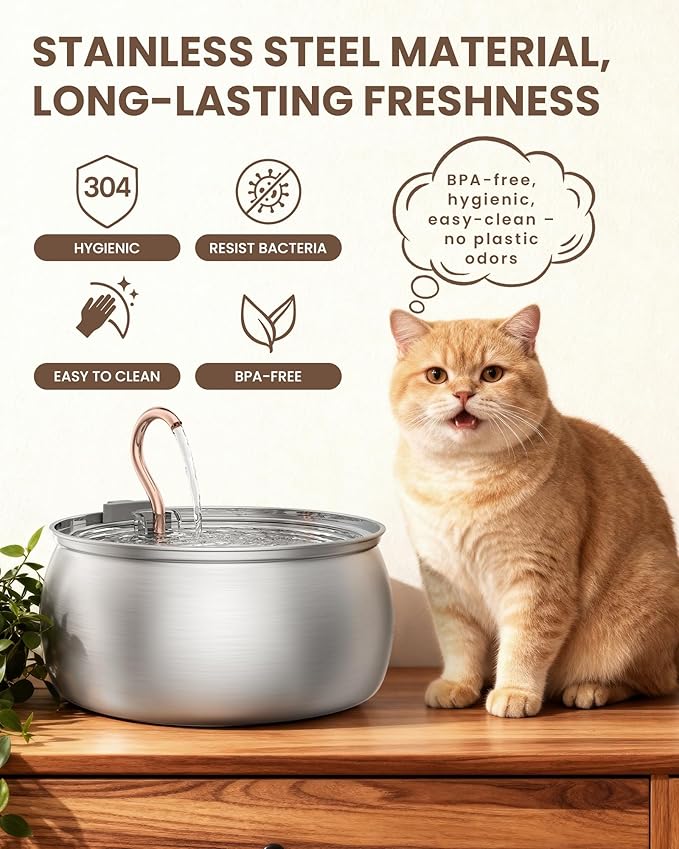 135oz/4.0L Cat Water Fountain with Copper Swan Spout, Ultra Quiet Automatic Pet Drinking Fountain for Cats & Dogs, Includes 3 Replacement Filters