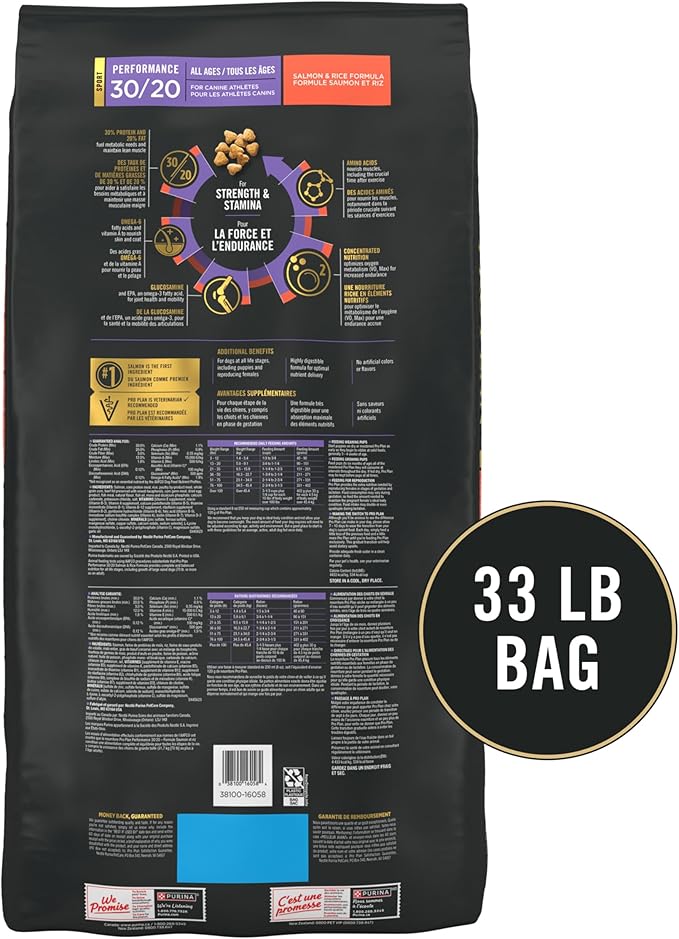 Purina Pro Plan High Protein Dog Food, Sport 30/20 Salmon and Rice Dog Food Dry Formula - 33 lb. Bag