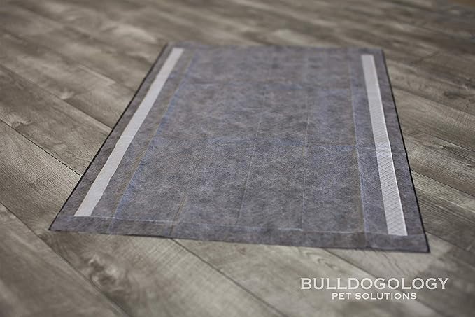 Bulldoglogy Carbon Black Puppy Pee Pads with Adhesive Sticky Tape - Extra Large Charcoal Housebreaking Dog Training Wee Pads (24x35) (360-Count, Black)