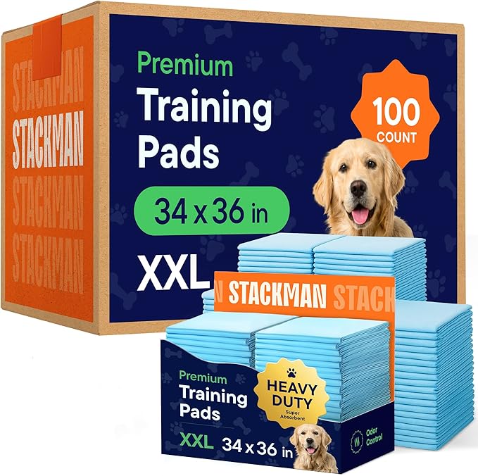 Puppy Pads Pet Pee Pads 34" x 36" [100-Count] Pet Training Disposable Pads, Extra Large Breed, Leak-Proof, Bulk Case Pack - for Golden Retrievers, Boxers, Great Danes, Heavy Duty Surface Protector