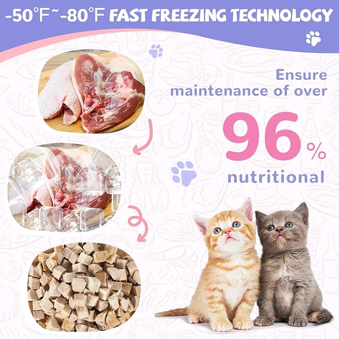 PAWUP Freeze Dried Duck Treats for Cats Dogs, Rawhide Free Freeze-Dried Raw Food Topper, High Protein, Gluten&Grain Free, 4.6oz