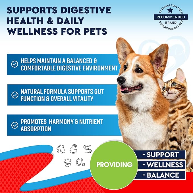 Natural Intestinal Defense for Dogs, Puppies & Cats, Kitten – Herbal Cleanse with Wormwood, Black Walnut – Promotes Healthy Gut – Advanced Broad Spectrum Formula for Large, Medium Small para Perros
