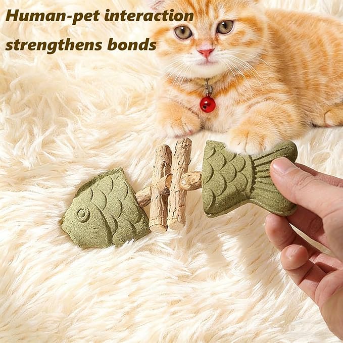 Purrident - Fix Cat Dental Health - Natural Dental Chew for Cats, Fishbone Shape Cat Teething Toy with Catnip, Durable Feline Tooth Care Tool for Indoor & Adult Cats (3PCS-B)