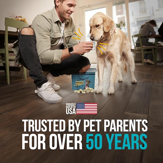 Stewart Chicken Breast Dog Treats, 11.5 oz, ~215 Pieces, Freeze Dried Raw, Single Ingredient, 74% Protein Training Treats or Meal Topper in a Resealable Tub, Grain Free, Gluten Free