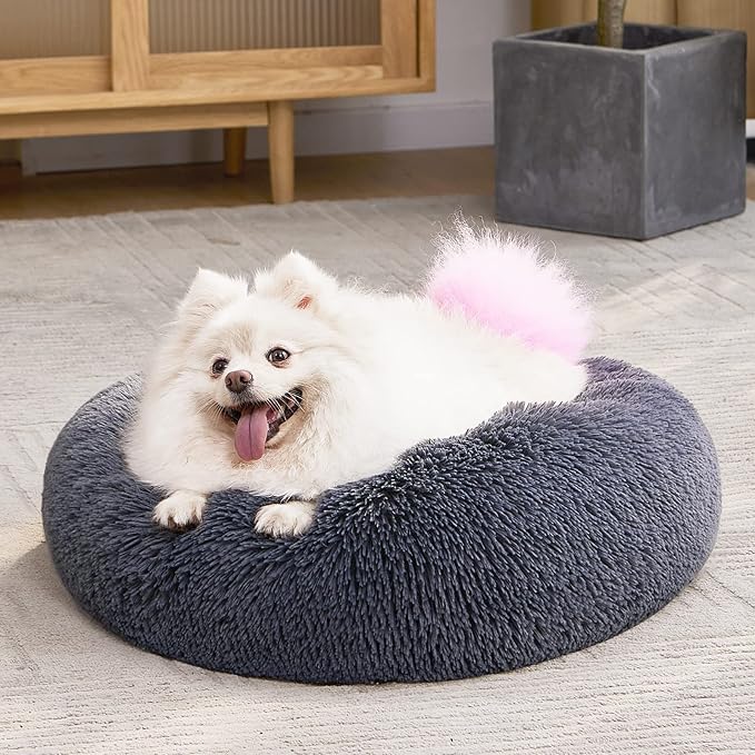 MIXJOY Orthopedic Dog Bed Comfortable Donut Cuddler Round Pet Beds Ultra Soft Washable Dog and Cat Cushion Bed (20''/23''/30'') (23'', Grey-Blue)