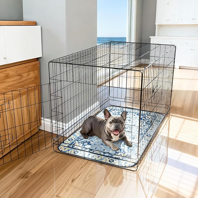 FXW Washable Pee Pads for Dogs, Puppy Pads with Super Absorbent, Specifically Designed for 36inch Cages, 23" x 35" Rectangle, Boho Blue, 2 Packs