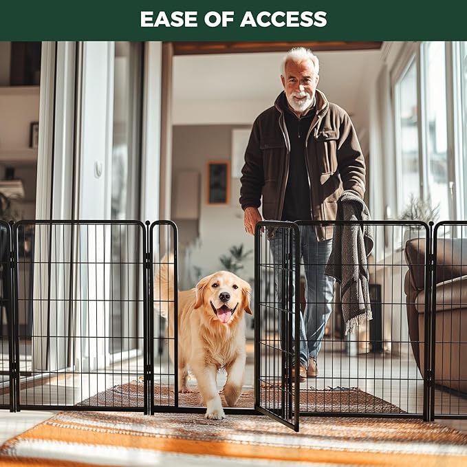 FXW Homeplus Unleashed Indoor Dog Playpen - Stress-Free and Safe Play, Heavy Duty 40 Inch 8 Panels Dog Pen for Medium and Large Dogs, Black│Patented