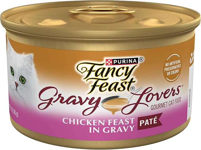 Purina Fancy Feast Gravy Lovers Chicken Feast Pate in Wet Cat Food Gravy - (Pack of 24) 3 oz. Cans