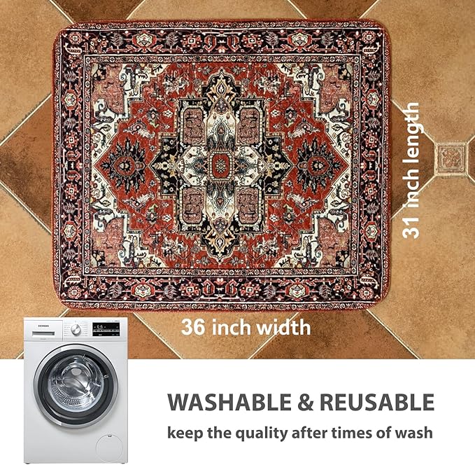 nunubaby Washable Pee Pads for Dogs, Stylish, Non-Slip and Leak-Proof Pee Pads. Reusable Potty Pads for Dogs for Crates and Floors.(Red/Rect, 31" x36" )