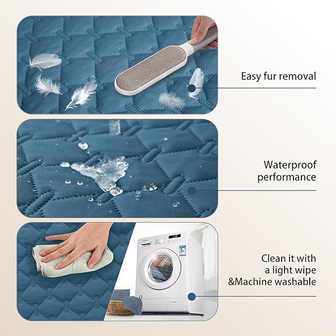 gogobunny 3X Stronger Waterproof Pet Blanket, Scratch Proof Furniture Protector for Dogs Cats, Reversible Cover 32x53 Inch, Dark Blue