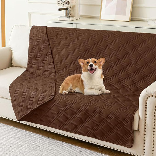 hyha Waterproof Dog Blanket, Reversible Pet Bed Blanket, Soft Sofa Couch Cover for Dogs Washable, Waterproof Pet Couch Covers for Sofa Puppy Cats Furniture Protector(52"x82", Brown/Brown)