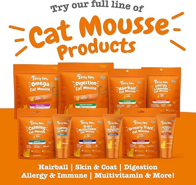 Zesty Paws Urinary Tract Mousse for Cats - Cranberry & D-Mannose - Kidney, Bladder & Urinary Tract Health - Cat Supplement with Vitamin B6, Live Bacteria & L-Arginine - Immune & Gut Support - 3ct