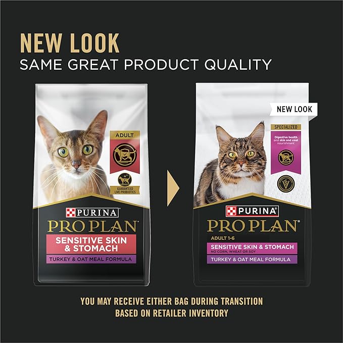 Purina Pro Plan Sensitive Skin and Stomach Dry Cat Food Turkey and Oat Meal Formula - 5.5 lb. Bag