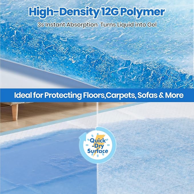 Gimars Thicker Ultra Absorbent 1200ml Pet Training Puppy Pads 28"x34" Extra Large Disposable Leak-Proof Quick Dry Pee Pads for Dogs, Cats, Rabbits, Home Training, 24 Hours Lasting, 30 Count