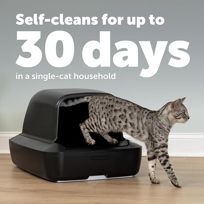 PetSafe ScoopFree Crystal Pro Self-Cleaning Cat Litter Box System – Enclosed Front-Entry – Advanced Odor Control – Includes 1 Disposable Crystal Litter Tray – Black (ZAL00-18159)
