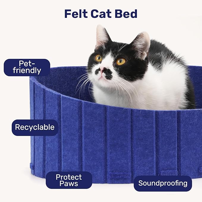 FUKUMARU Cat Scratcher, 24 Inch Sofa Shape Cat Scratcher Couch Bed, Reversible Detachable Cats Scratching Board, Round Cats Scratch Pads Refill Indoor, Blue