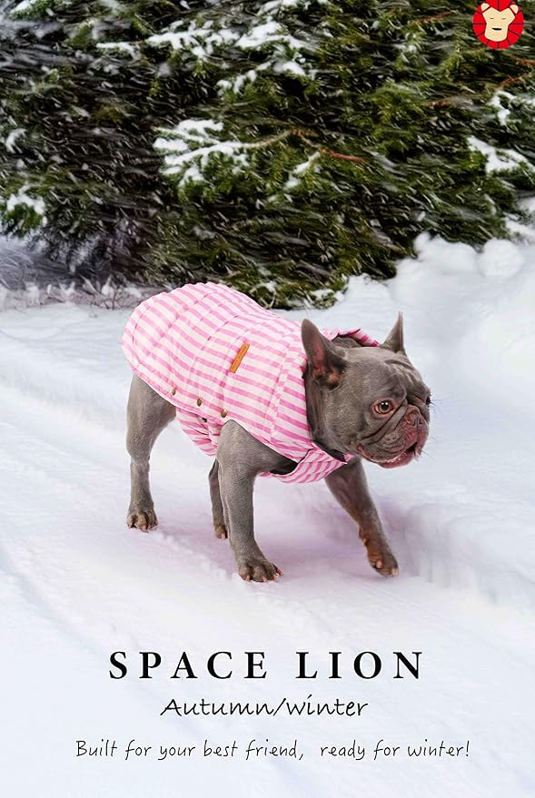 SPACE LION Dog Puffer Jacket, Down Winter Coat, Durable Outdoor Coat for Cold and Windy Conditions, Lightweight & Adjustable Fit Coats for Small Dogs, (Pink, Size10/S)