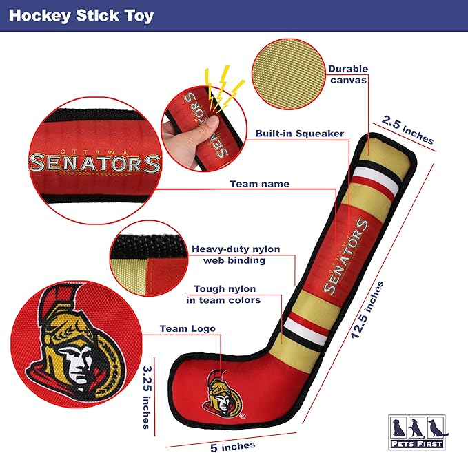 Pets First NHL Ottawa Senators Stick Toy for Dogs & Cats. Play Hockey with Your Pet with This Licensed Dog Tough Toy Reward!, 16 inches Long