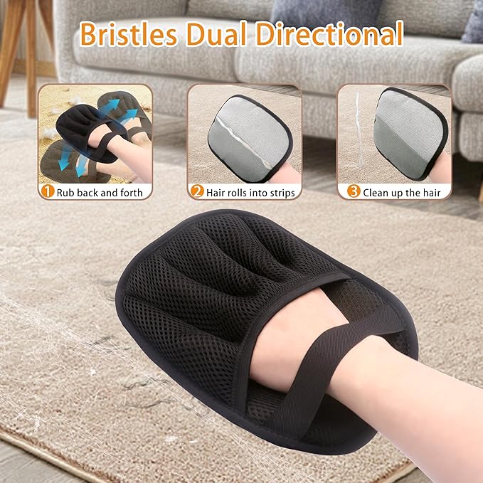 2 PCS Pet Hair Remover Glove Reusable cat and Dog Hair Remover Static dehairing Gloves for Sofas, Furniture, Carpets, car Seats, pet Grooming cat and Dog dehairing Tools