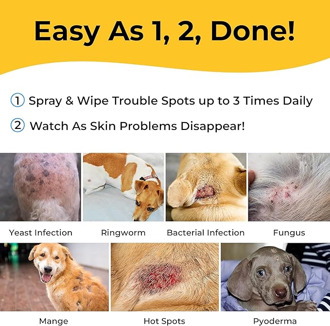 Smiling Paws Pets Advanced Chlorhexidine & Ketoconazole Spray for Cats & Dogs Spray 8oz