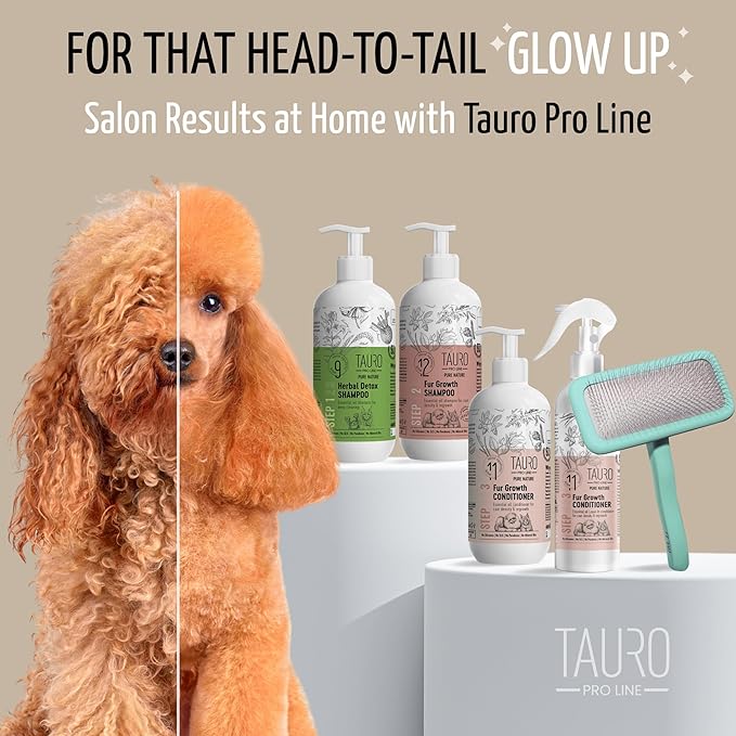 Tauro Pro Line Dog Brush for Shedding - Poodle, Goldendoodle or Labradoodle Hair & Large Breeds - Slicker Brush for Dogs & Cat Grooming, Flexible Cushion & Non-Slip Grip (Size L - Mint)