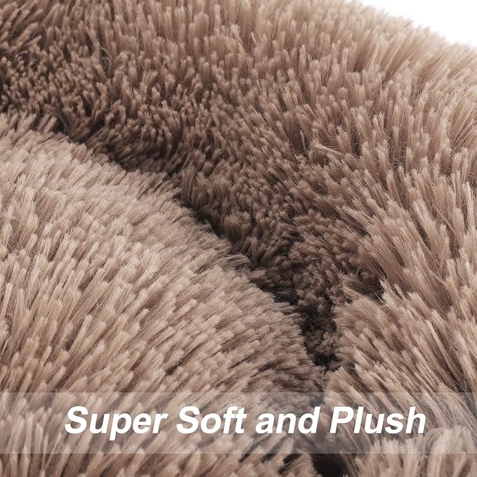 MIXJOY Ultra Soft & Comfortable Donut Cuddler Round Dog & Cat Bed (30'', Brown)