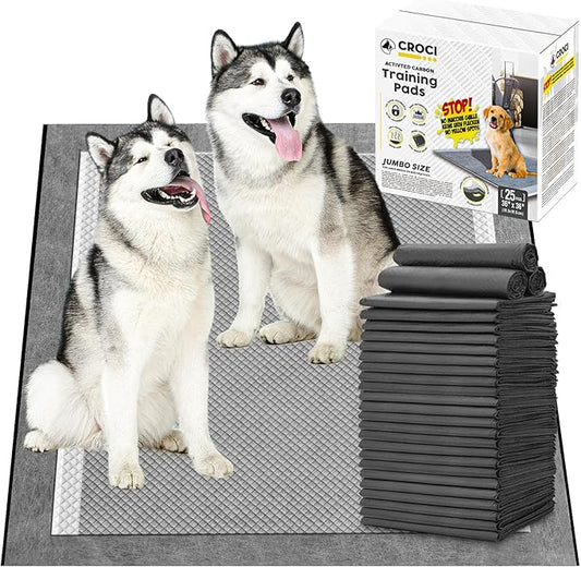 CROCI 36"x36" 3XL Activated Carbon Pee Pads for Dogs, Odor-Control Charcoal Dog Pads Absorbs Up to 11 Cups of Liquid, 6-Layer Thicker Leak-Proof & Quick Dry Dog Training Pads, Disposable (25 Counts)
