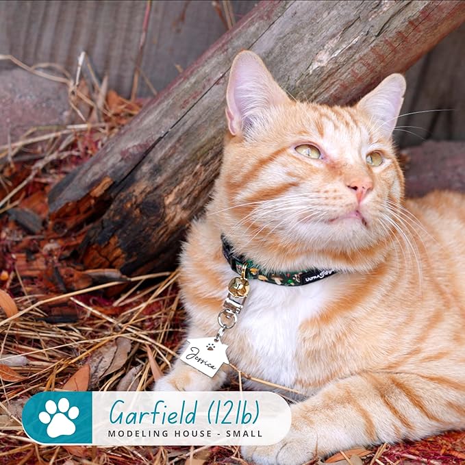 Ultra Joys Dog Tags Personalized for Pets - Hollow Paw Custom Pet ID Tag - Engraved Dog Tag for Small, Large Dogs - Large House in Black