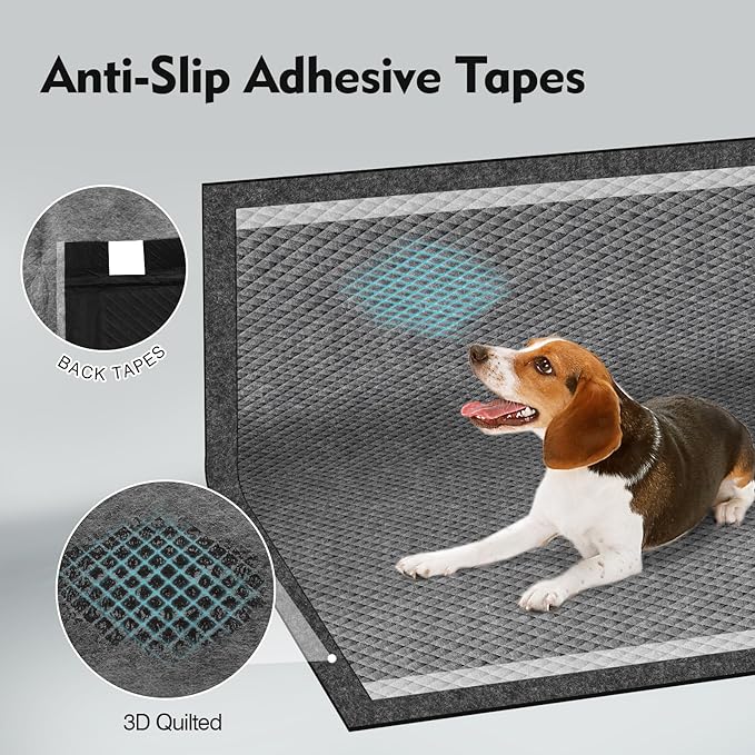 Charcoal Pee Pads for Dogs, 36"x36", Extra Large Puppy Pads XL, Odor Control Dog Pee Pads, Activated Carbon Jumbo Disposable Training Pad, Anti-Slip Potty Pads, Doggy Pads 30 Counts