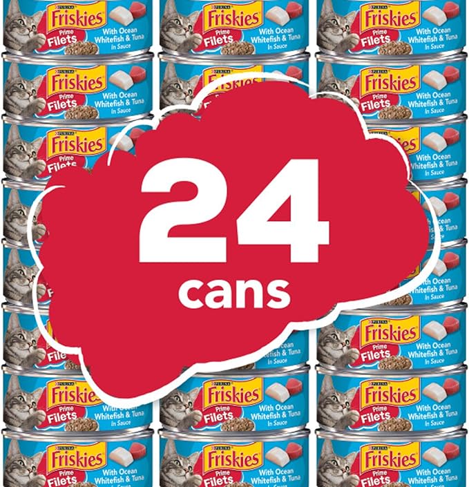 Purina Friskies Prime Filets With Ocean Whitefish and Tuna in Sauce High Protein Wet Cat Food - (Pack of 24) 5.5 oz. Cans