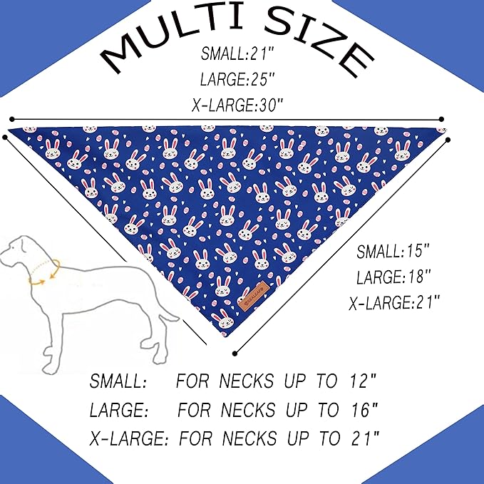 Realeaf Easter Dog Bandanas 2 Pack, Triangle Reversible Pet Scarf for Boy and Girl, Premium Durable Fabric, Holiday Bandana for Small Medium Large and Extra Large Dogs (X-Large)