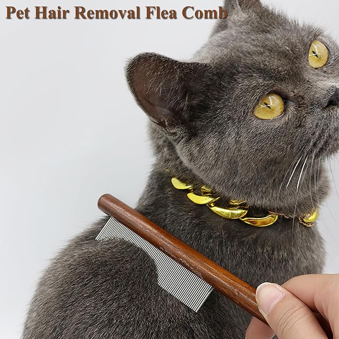 Pet Dog Cat Shedding Comb - Hair Buster Grooming Comb for Cats and Dogs, Rabbits, Daily-Use Cat Deshedding Brush, for Cats with Short and Long Fur (Dense Teeth)