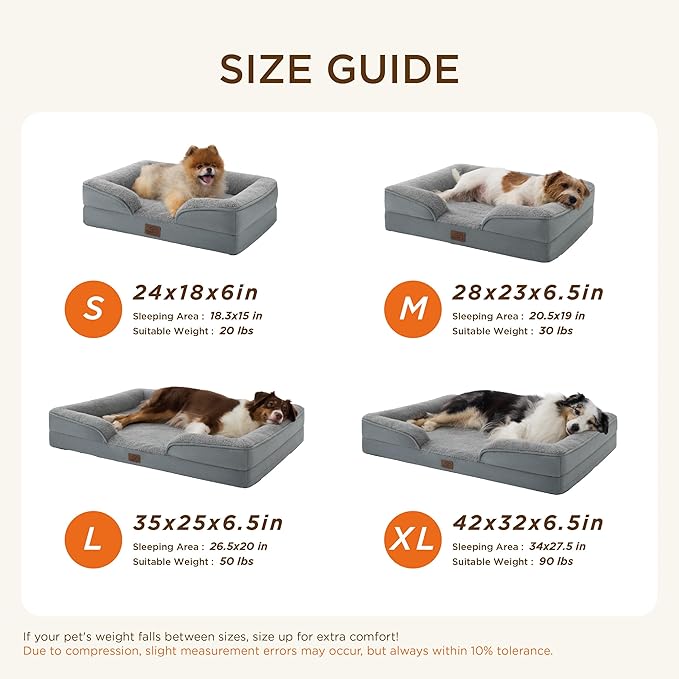 Bedsure XL Self Warming Orthopedic Dog Bed for Extra Large Dogs - Washable XLarge Dog Bed Waterproof, Comfort Pet Couch with Removable Cover, Pets Sofa with Nonskid Bottom, Brown, Non-Electric