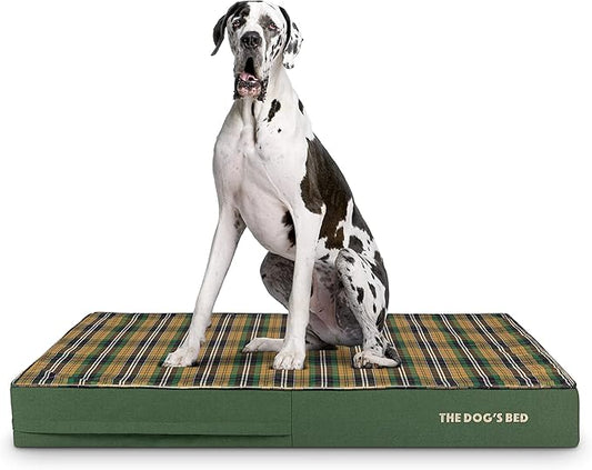 The Dog’s Bed Orthopedic Memory Foam Dog Bed, XXL Green Tartan, Pain Relief for Arthritis, Hip & Elbow Dysplasia, Post Surgery, Lameness, Supportive, Waterproof Washable Cover, Veterinary Approved