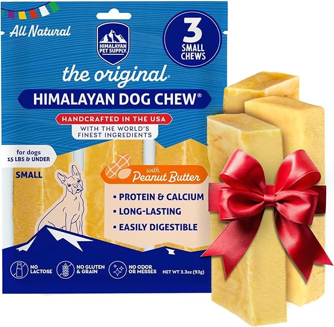 Himalayan Chew Original Yak Cheese Chew, Bacon, 3 Small Sticks, 1.1 oz, Gluten Free, Healthy Treats, Grain & Lactose Free 100% Natural, Long Lasting Chews for s Under 15 lbs