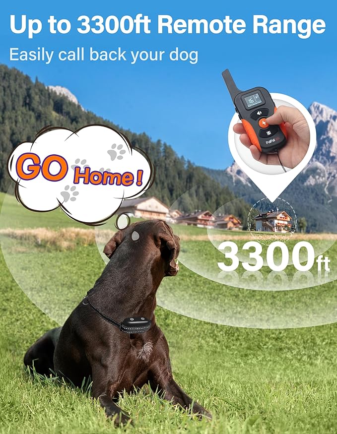 PaiPaitek Bark Collar with Remote and Automatic Mode - 3300ft Range Bark and Training Collar Combo, Shock Collar for Dogs 40-151 lbs Waterproof & Rechargeable