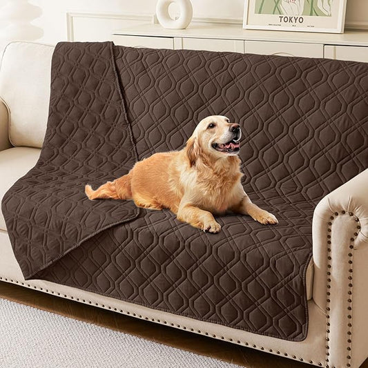 hyha Waterproof Dog Bed Blanket, Soft Pet Blankets, Waterproof Couch Cover for Dogs, Reversible Sofa Covers Washable for Furniture (52x82 Inch, Chocolate/Chocolate)