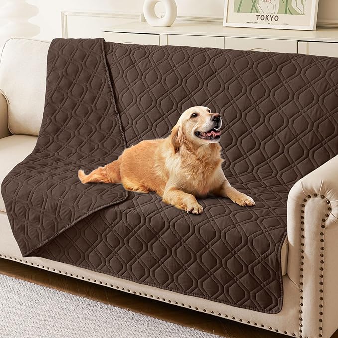 hyha Waterproof Dog Bed Blanket, Soft Pet Blankets, Waterproof Couch Cover for Dogs, Reversible Sofa Covers Washable for Furniture (68x82 Inch, Chocolate/Chocolate)