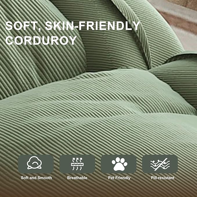 KEIKI Corduroy Human Size Dog Bed, Oversized Foldable Human Dog Bed for Adults and Pets, Adjustable Lounge Sofa Bed with Cushions, Giant Dog Bed for Humans, Green