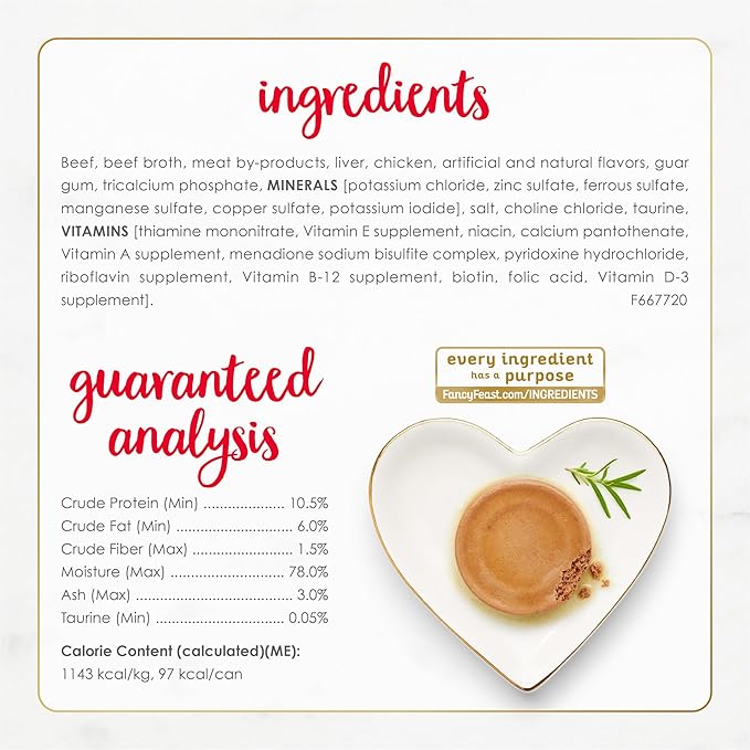 Purina Fancy Feast Tender Beef and Chicken Feast Classic Grain Free Wet Cat Food Pate - (Pack of 24) 3 oz. Cans