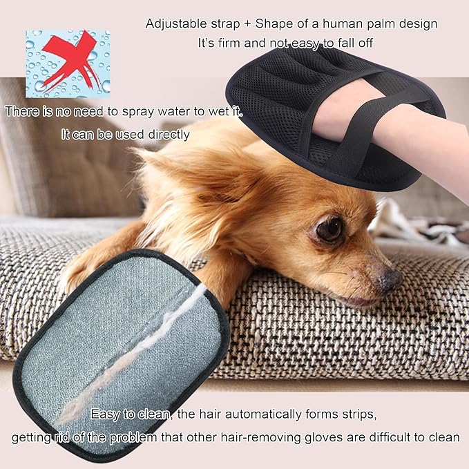 Pet Hair Grooming Gloves, Electrostatic Removal Hair Glove Easy Cleaning Shedding Brushes, Suitable for Clothes, Car