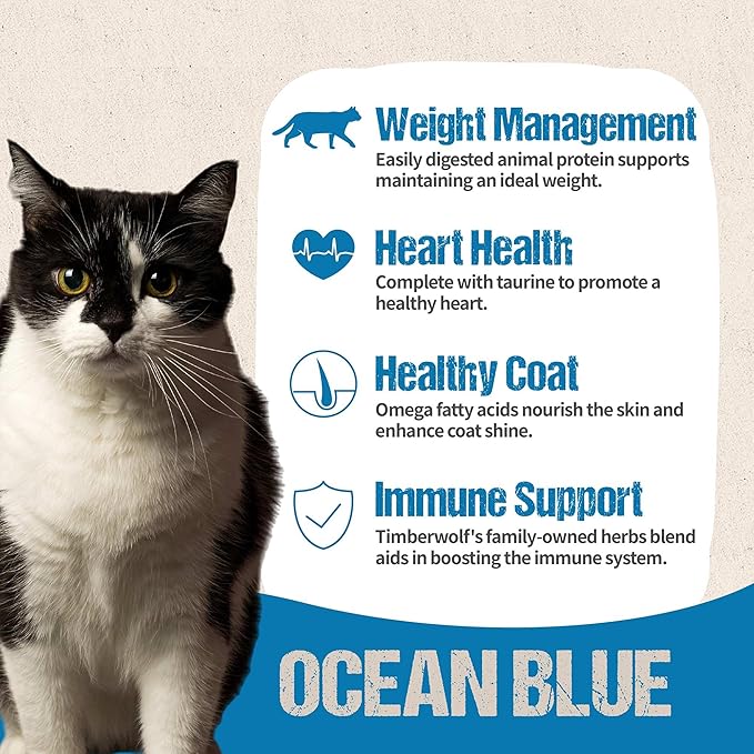 Timberwolf Ocean Blue Salmon Recipe with High Protein Dry Cat Food 10lb