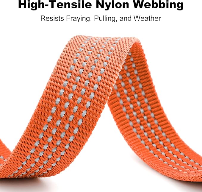 Plutus Pet Heavy Duty Dog Leash with Lockable Aluminum Carabiner, 4/6 Feet Long, Double-Sided Reflective Nylon, Padded Handle, for Puppy, Small, Medium and Large Dogs (Orange, 1" x 6')