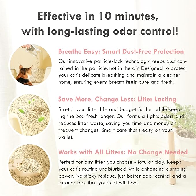 Boba Scented Pellet Tofu Cat Litter & Deodorizer Set – Strong Clumping, Odor Control, Easy Cleanup, Long-Lasting Freshness