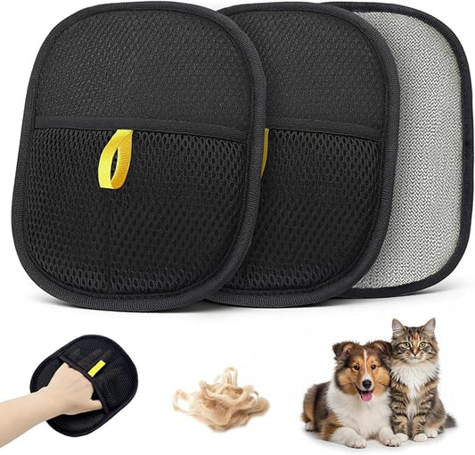 2 Pack Pet Hair Removal Glove for Cats & Dogs, Electrostatic Pet Hair Remover Gloves for Cats Hair, Reusable Magic Brush Pet Hair Remover Tool for Couch, Pet Bed, Clothes