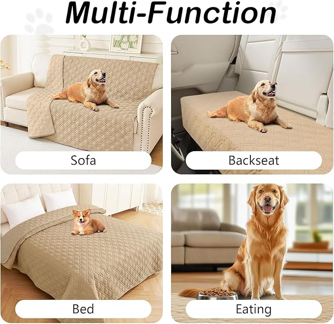 hyha Waterproof Dog Bed Blanket, Soft Pet Blankets, Waterproof Couch Cover for Dogs, Reversible Sofa Covers Washable for Furniture (52x82 Inch, Camel/Camel)