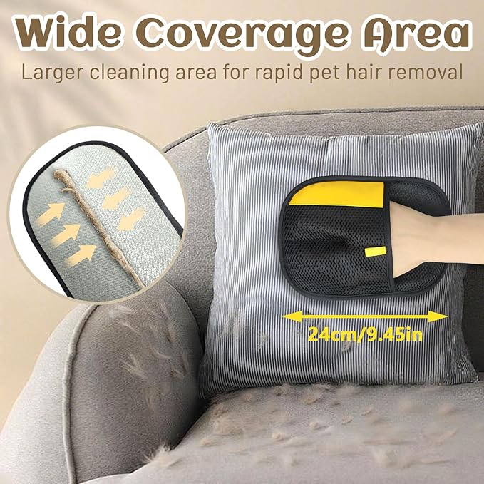 2 Pack Pet Hair Removal Gloves, Reusable Electrostatic Pet Hair Remover, Newly Upgraded Efficient Lint Remover Tool for Dog & Cat Hairfor Couch, Furniture, Car Seat, Carpet, Clothing