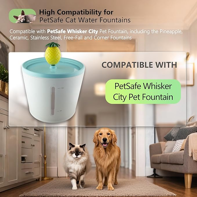 12 Pack Cat Water Fountain Filter Replacement Compatible with PetSafe Whisker City Automatic Pet Fountain, Small and Large Size Pet Water Fountain Replacement Filters(Large)