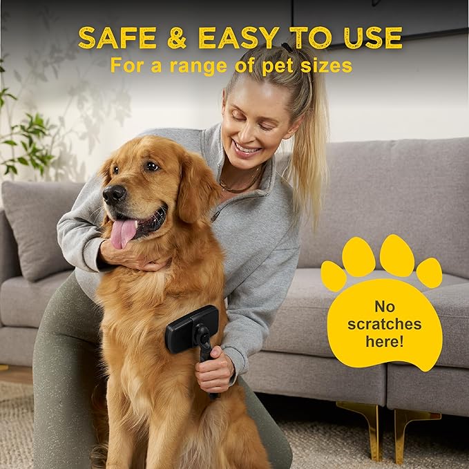 Deshedding Dog Brush for Shedding – Self Clean Cat Brush Deshedding & Grooming Tool for Long Haired and Short Haired Dogs, Slicker Brushes for Dogs, Skin-Friendly, Retractable Bristles, Easy to Clean